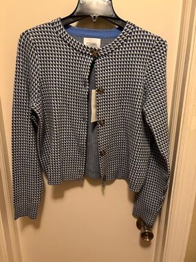 Blue Patterned Women's Cardigan Sweater